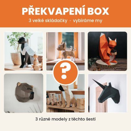 Překvapení box se třemi papírovými skládačkami PaperTime