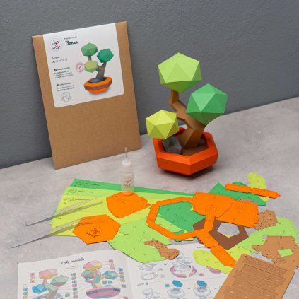 Bonsai světle zelená – papírový 3D model PaperTime