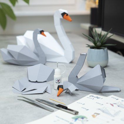Zamilované labutě – papírový 3D model PaperTime