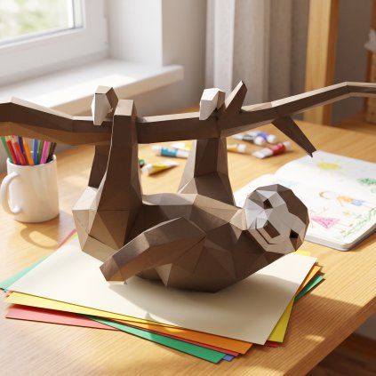 Lenochod – papírový 3D model PaperTime