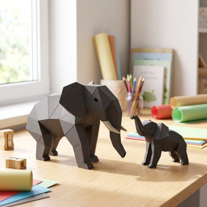 Sloni – papírový 3D model PaperTime
