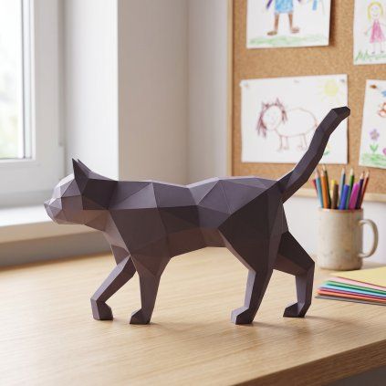 3D kočka – papírový 3D model PaperTime