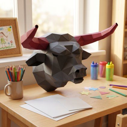 Býk – papírový 3D model PaperTime