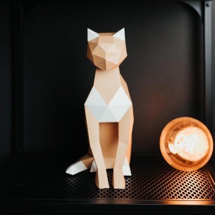 Hnědá kočka – papírový 3D model PaperTime