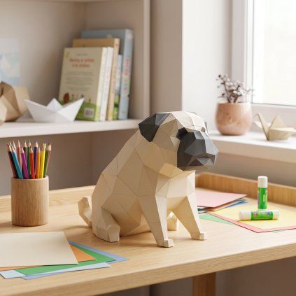 Mops – papírový 3D model PaperTime