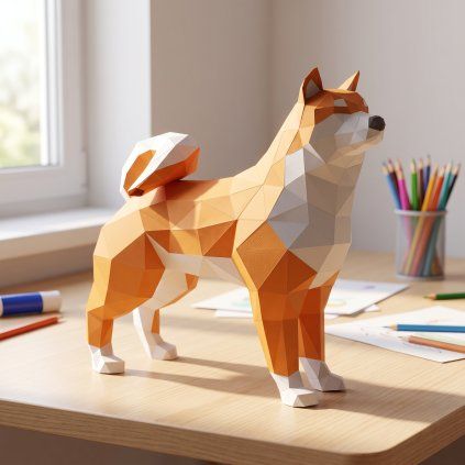 Shiba inu – papírový 3D model PaperTime