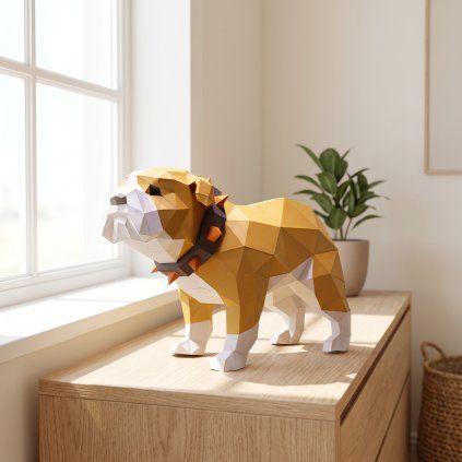 Anglický buldok – papírový 3D model PaperTime